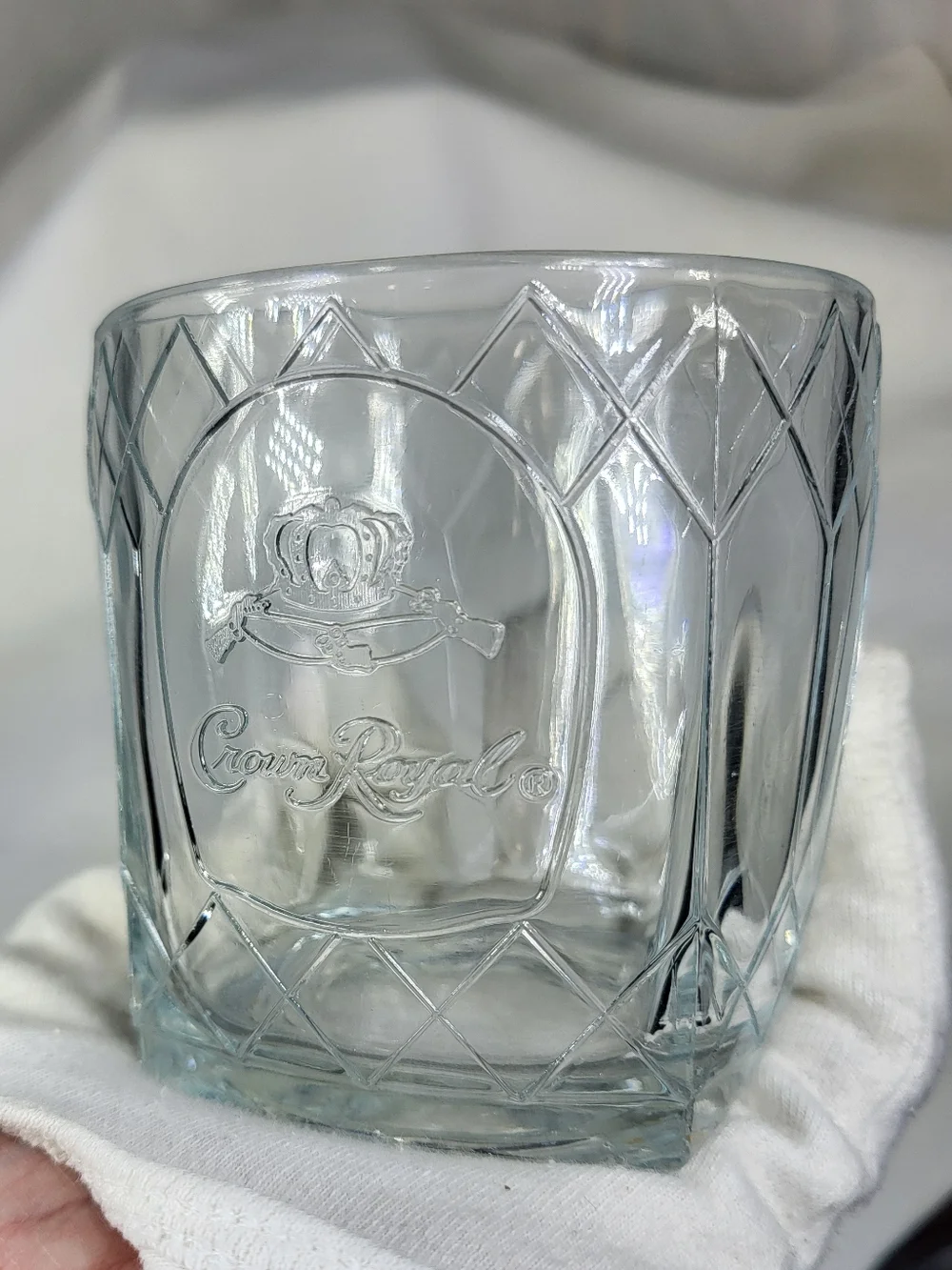 Crown Royal Embossed Diamond Pattern Low Ball Whiskey Glass 10oz